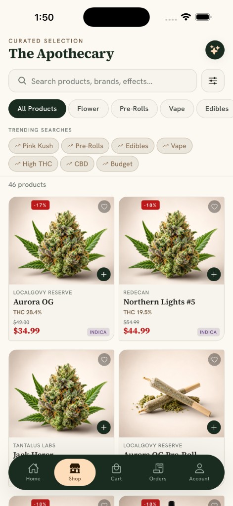 Local business app ordering example for Canadian retail